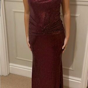 Elegant Strapless Maroon Evening Gown